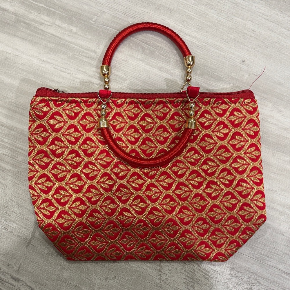 Elegant Red and Gold Women's Handbag
